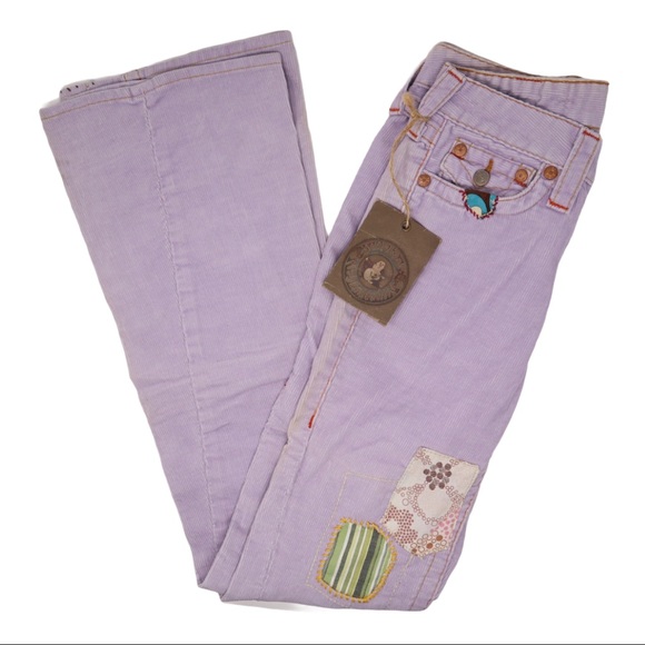 NWT TRUE RELIGION Woodstock Corduroy lavender pant - Picture 3 of 15